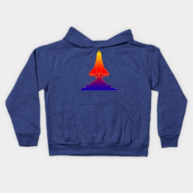 Rainbow Space Shuttle Kids Hoodie by Scar